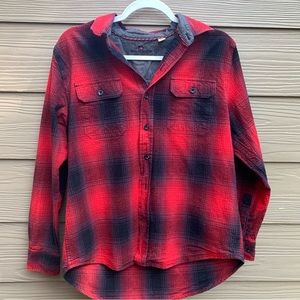 Woolrich Plaid Button Up Collared Shirt Medium Red Black Country Fall Country